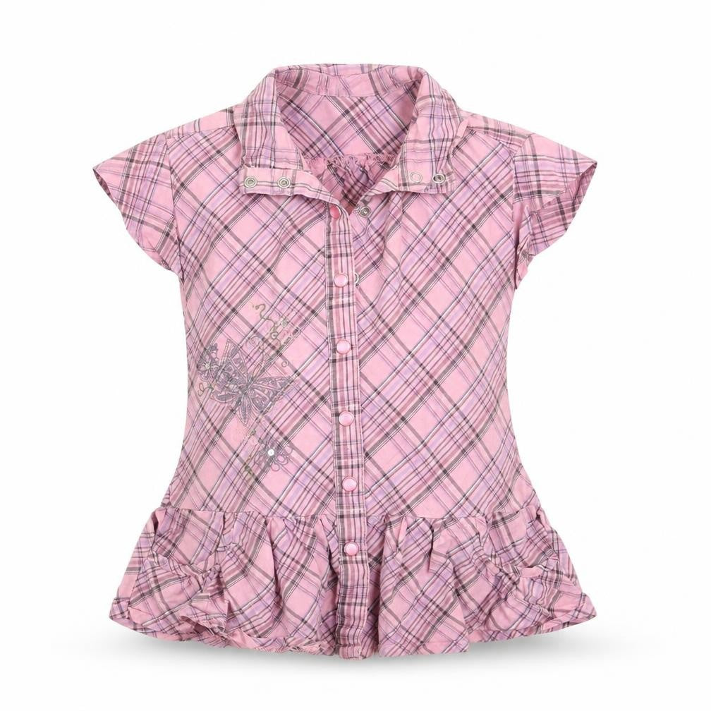 NEXT Girls Purple Check  Basic Blouse Size 3 Years  - Embroidered detail