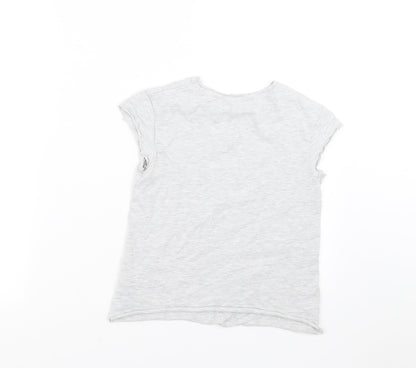 Back view of George girls’ grey basic t-shirt, size 9-10, years - unicorn