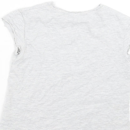 Brand and care label for George girls’ grey basic t-shirt, size 9-10, years - unicorn