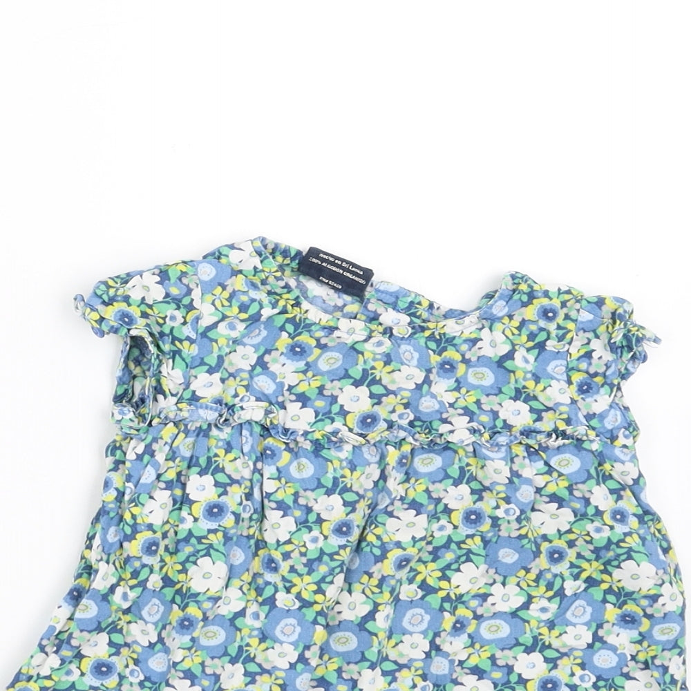 Faded Glory Girls Blue Floral  Basic T-Shirt Size 18-24 Months