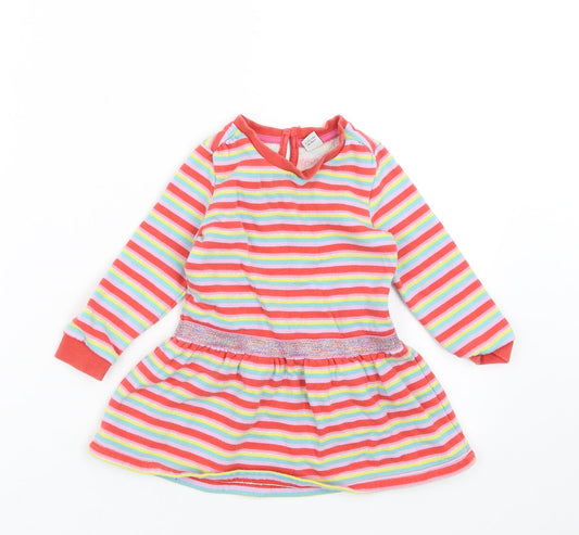 TU Girls Multicoloured Striped  Jumper Dress  Size 12-18 Months