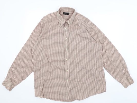 BHS Mens Red Check   Button-Up Size 16