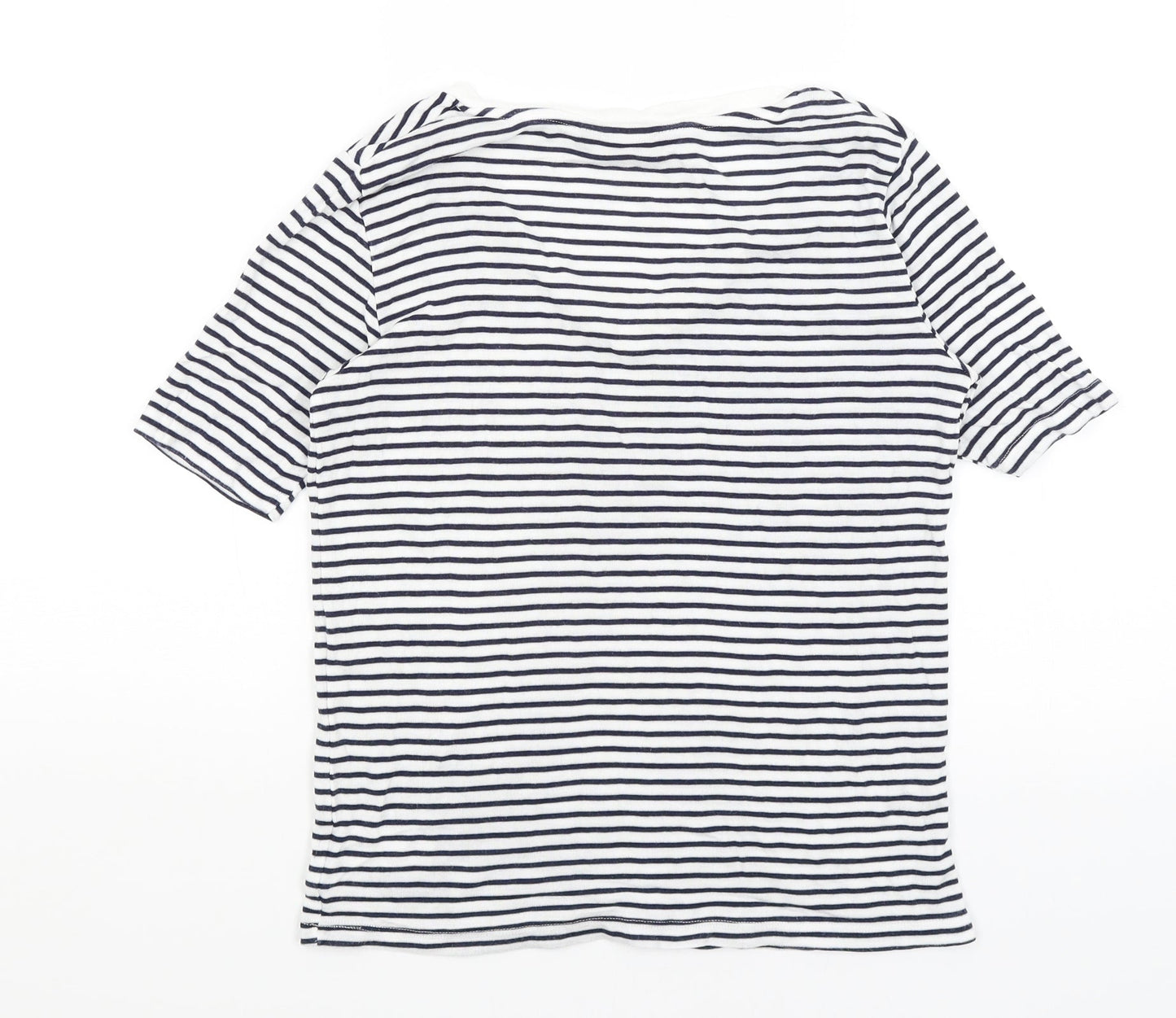 F&F Womens White Striped  Basic T-Shirt Size 8