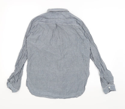 Back view of Atmosphere women’s blue striped basic button-up, size UK 10