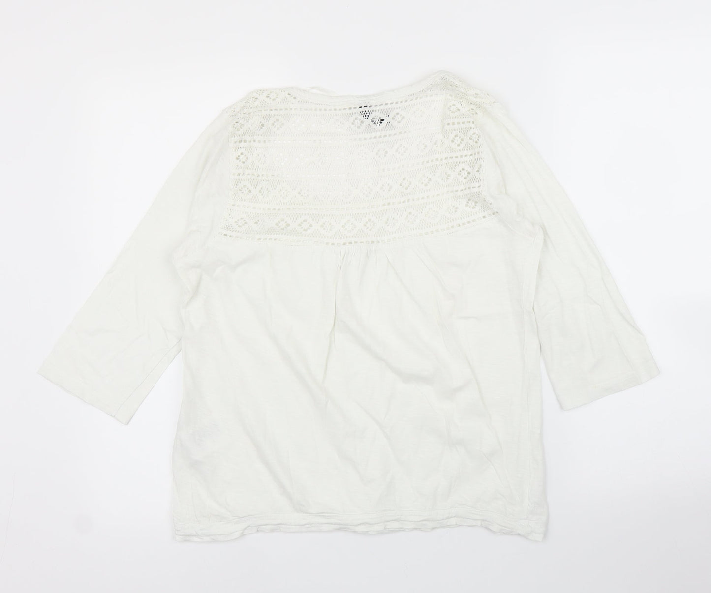 Colours of The World Womens White Geometric  Basic Blouse Size M