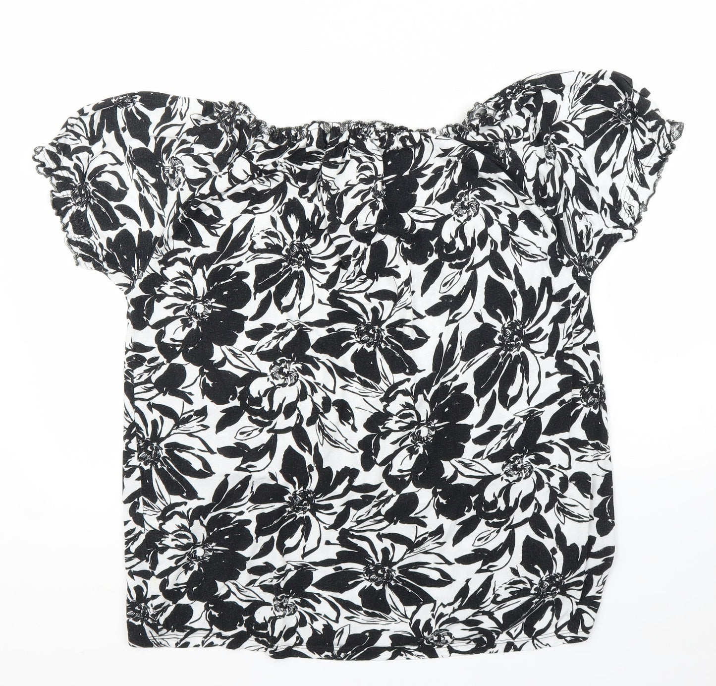 TU Womens Black Floral  Basic Blouse Size 12