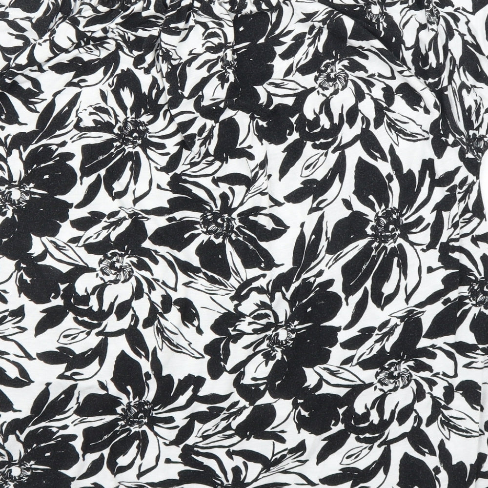 TU Womens Black Floral  Basic Blouse Size 12