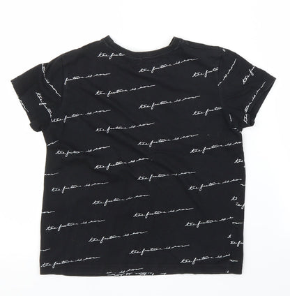 Back view of Primark girls’ black basic t-shirt, size 9, years