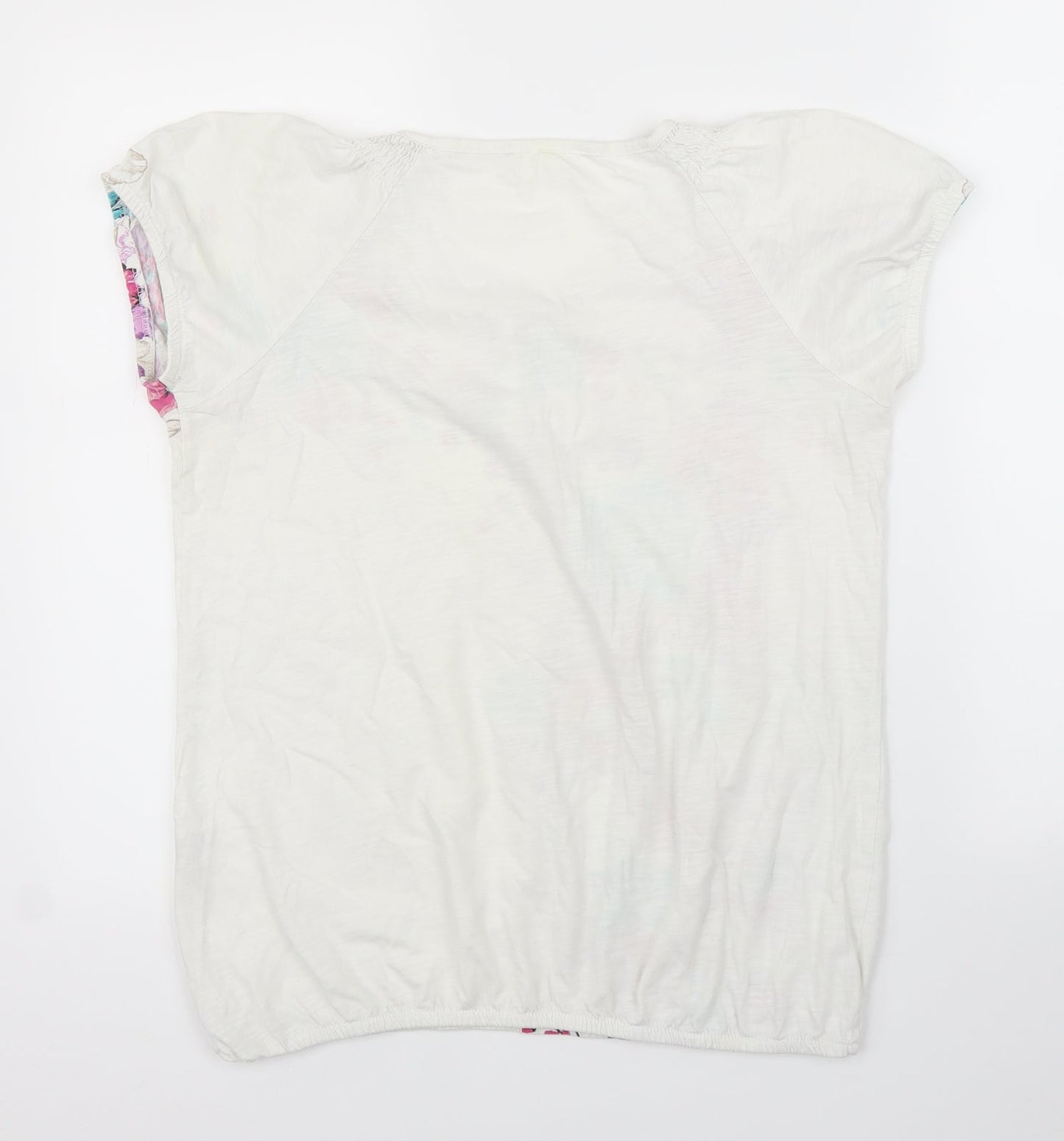 Preworn Womens White Floral  Basic Blouse Size 12