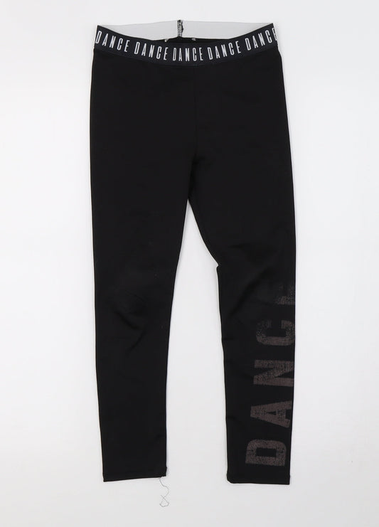 Preworn Girls Black   Sweatpants Trousers Size S