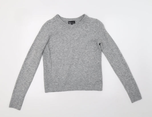 Topshop Womens Grey  Knit Henley Sweatshirt Size 6
