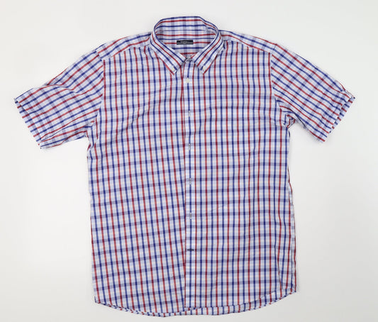 Dustin Mens White Check   Button-Up Size L