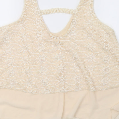 Preworn Womens Beige   Basic T-Shirt Size 12