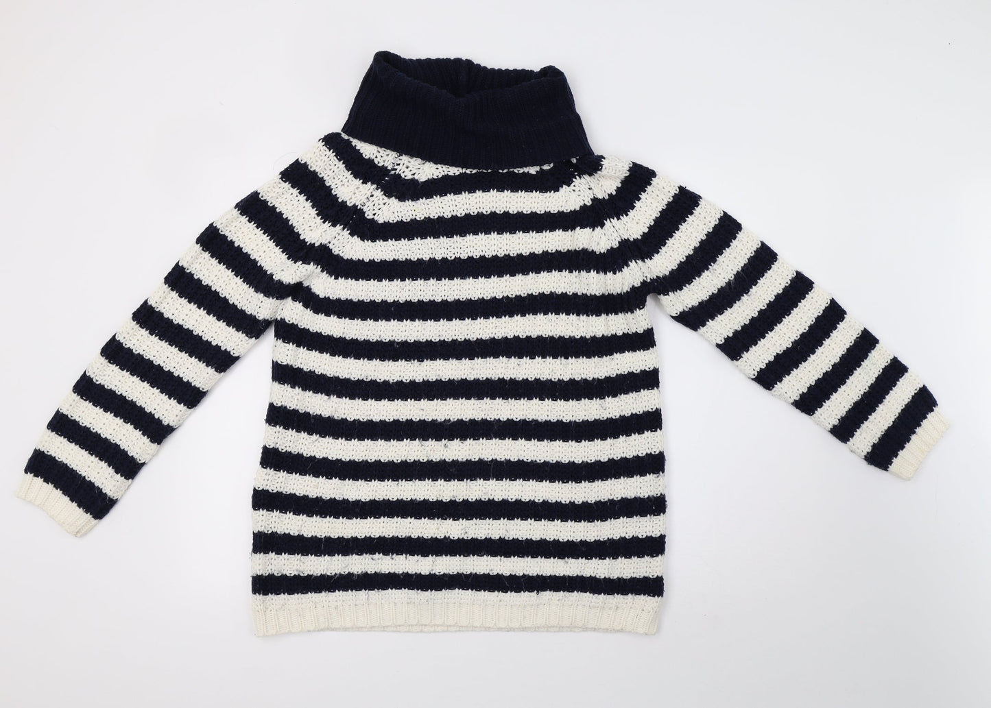 Peacocks Womens White Striped Knit Pullover Sweatshirt Size M