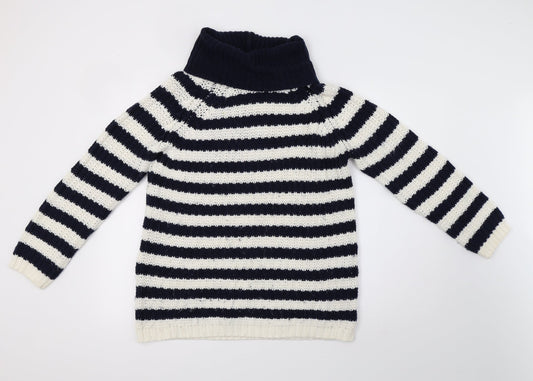 Peacocks Womens White Striped Knit Pullover Sweatshirt Size M