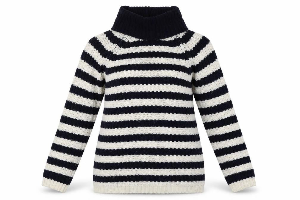 Peacocks Womens White Striped Knit Pullover Sweatshirt Size M