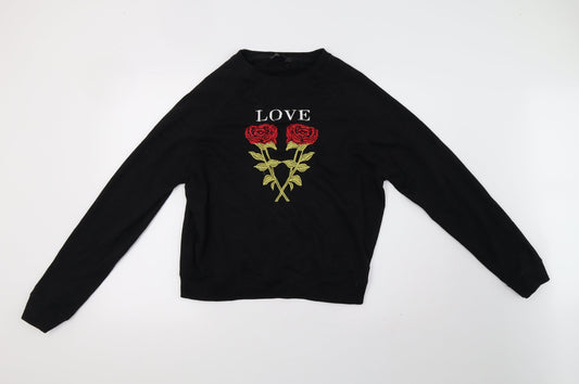 Missguided Womens Black   Pullover Sweatshirt Size 8