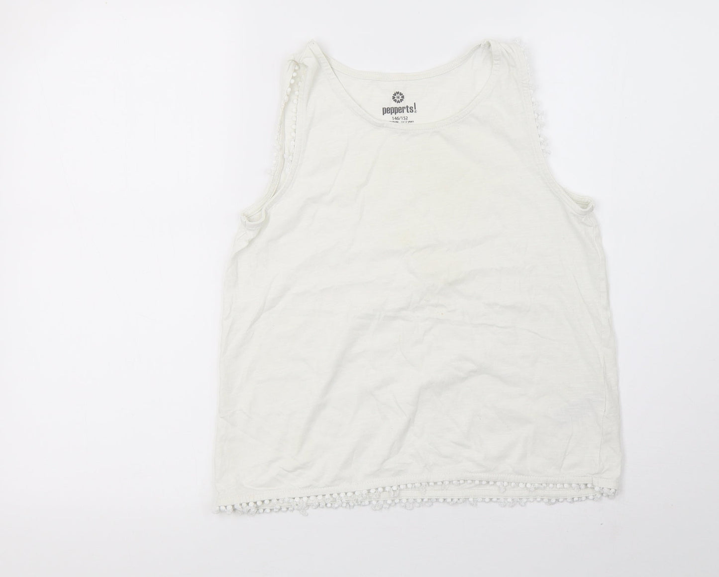 pepperts Girls White   Basic T-Shirt Size 10-11 Years