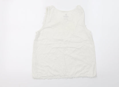 Back view of pepperts girls’ white basic t-shirt, size 10-11, years