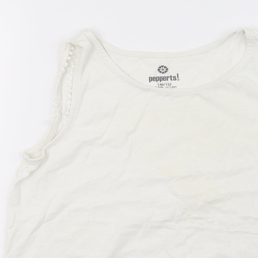 pepperts Girls White   Basic T-Shirt Size 10-11 Years