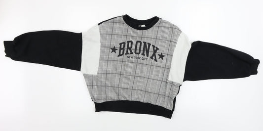 H&M  Womens Black Check  Pullover Jumper Size S