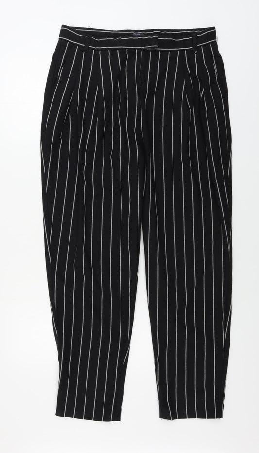 Preworn  Womens Black Striped  Trousers  Size 32 in L28 in