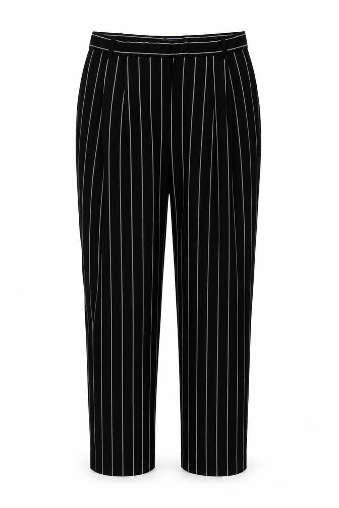 Preworn  Womens Black Striped  Trousers  Size 32 in L28 in