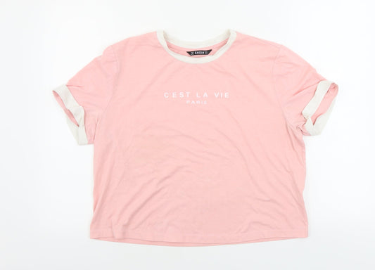 SheIn Womens Pink   Basic T-Shirt Size L