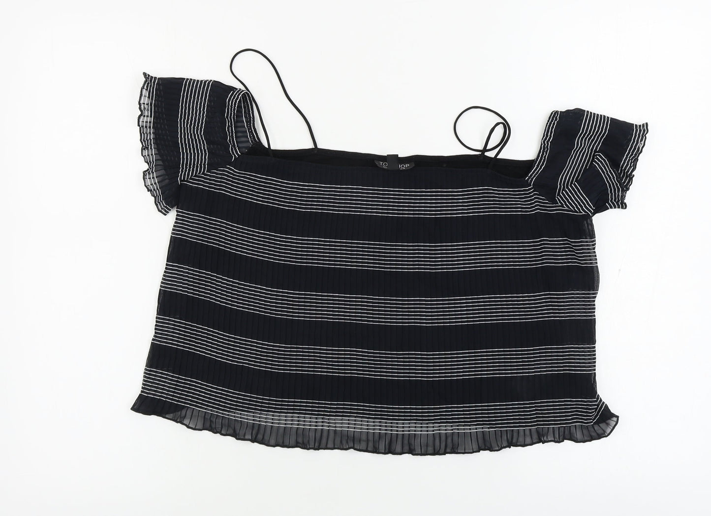 Topshop  Womens Black Striped  Basic Blouse Size 14