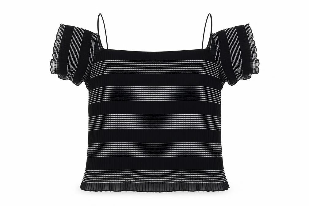 Topshop  Womens Black Striped  Basic Blouse Size 14