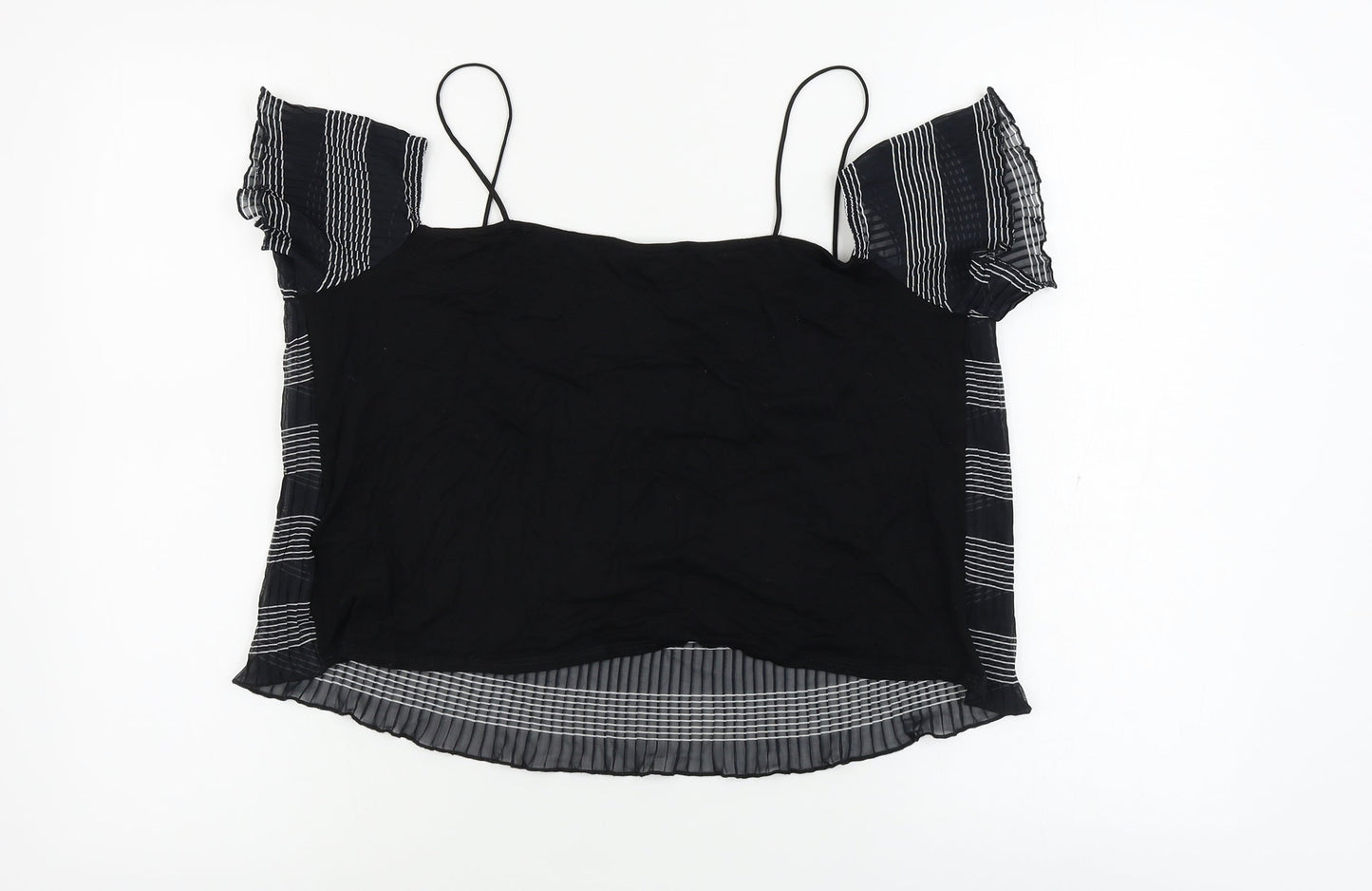 Topshop  Womens Black Striped  Basic Blouse Size 14