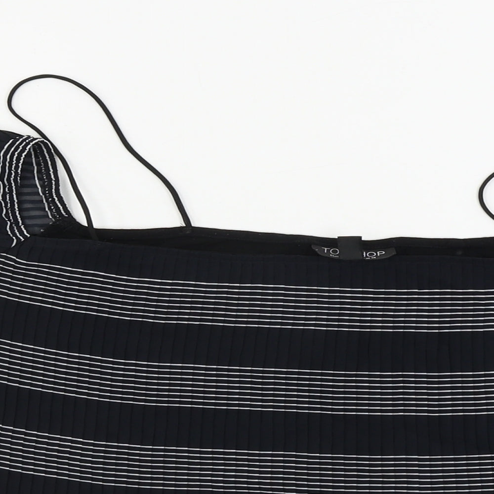 Topshop  Womens Black Striped  Basic Blouse Size 14