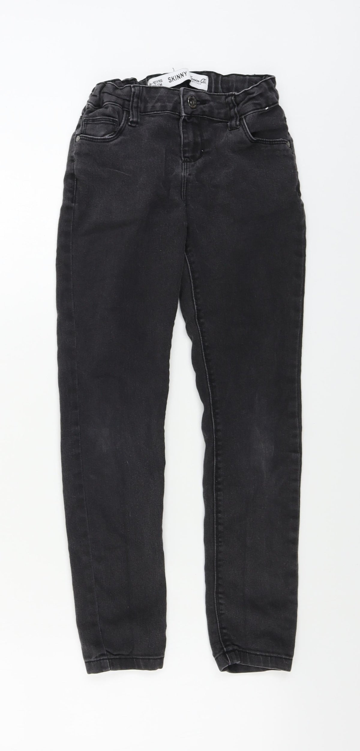Additional front view of denim co girls’ grey skinny jeans, size 9-10, years