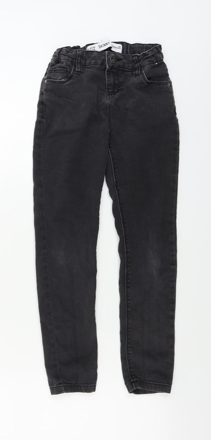 Additional front view of denim co girls’ grey skinny jeans, size 9-10, years