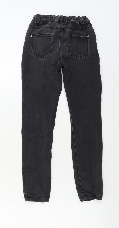 Back view of denim co girls’ grey skinny jeans, size 9-10, years
