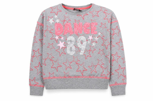 George Girls Grey Geometric  Pullover Jumper Size 10-11 Years  - details on chest