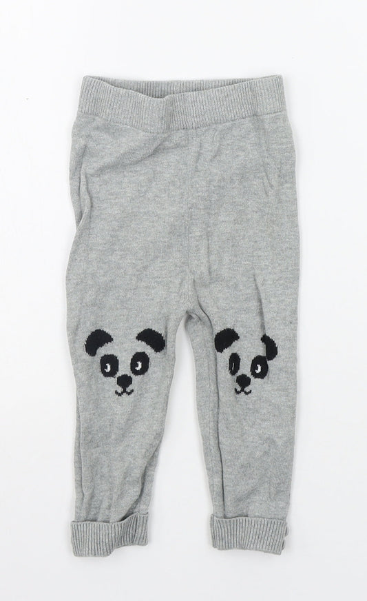 George Girls Grey Geometric  Jogger Trousers Size 12-18 Months  - Elasticated Waist