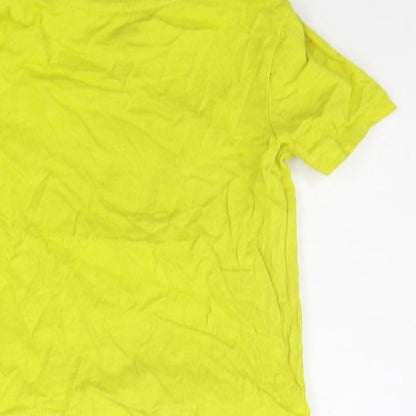 Brand and care label for Aery girls’ yellow basic t-shirt, size 12-18, months