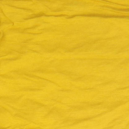 Brand and care label for Primark girls’ yellow geometric basic t-shirt, size 12-18, months - mickey mouse