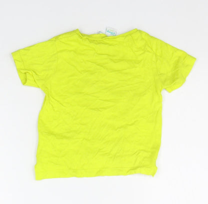 Back view of Disney girls’ yellow basic t-shirt, size 12-18, months - micky mouse