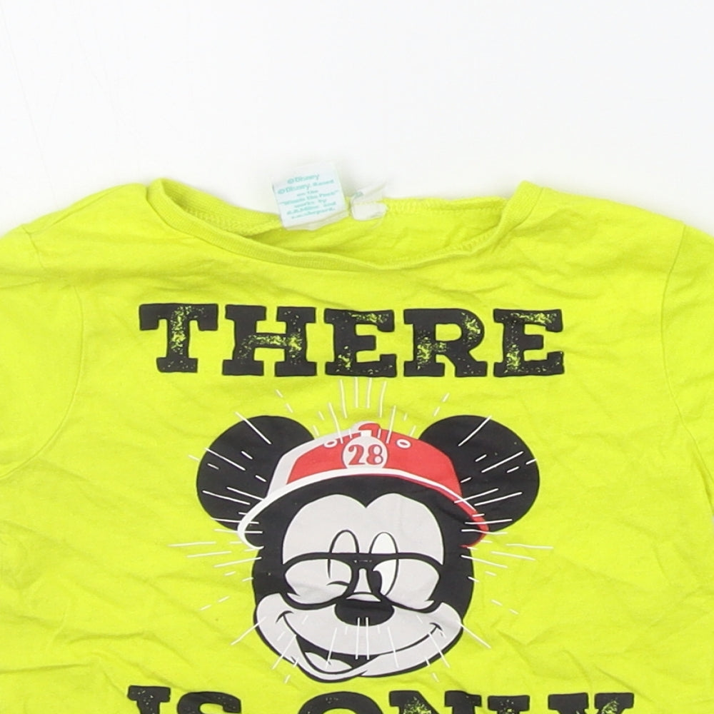Disney Girls Yellow   Basic T-Shirt Size 12-18 Months  - micky mouse