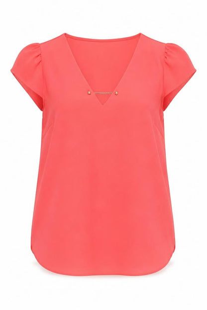 Front view of Atmosphere women’s pink basic blouse, size UK 6