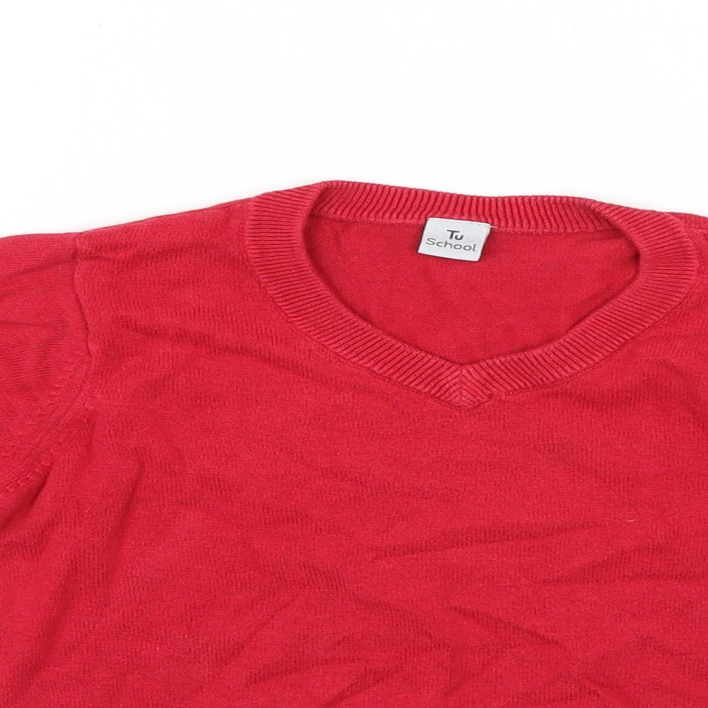 TU Boys Red  Knit Pullover Jumper Size 6 Years