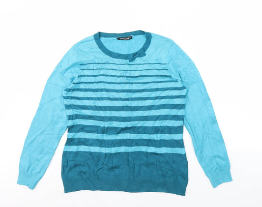 Bonmarché Womens Blue Striped  Pullover Jumper Size S