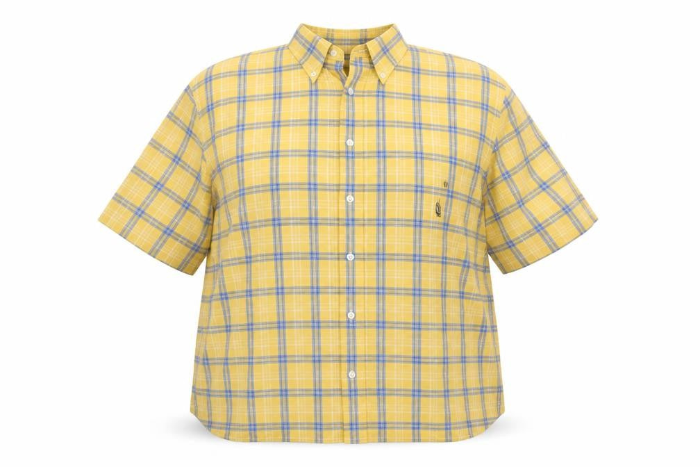 Nautica Womens Yellow Check  Basic Button-Up Size L
