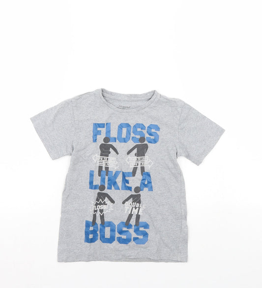 Primark Boys Grey   Basic T-Shirt Size 5 Years  - Floss like a boss