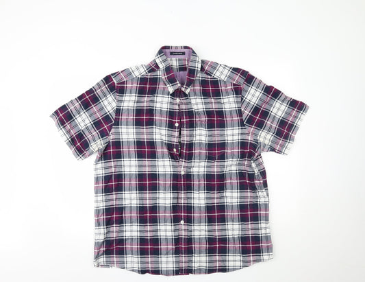 oxford weave Mens Purple Plaid   Button-Up Size 44