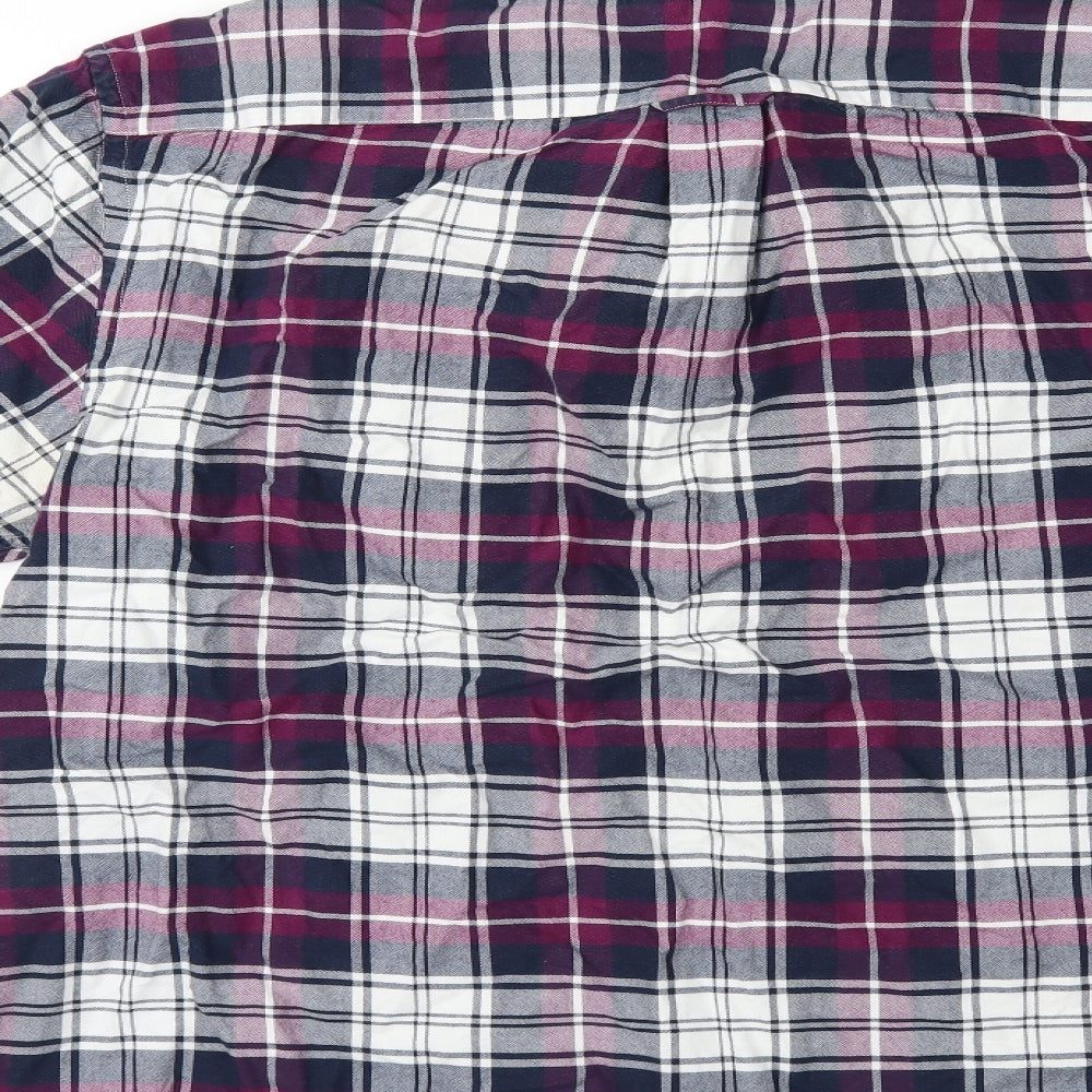 oxford weave Mens Purple Plaid   Button-Up Size 44