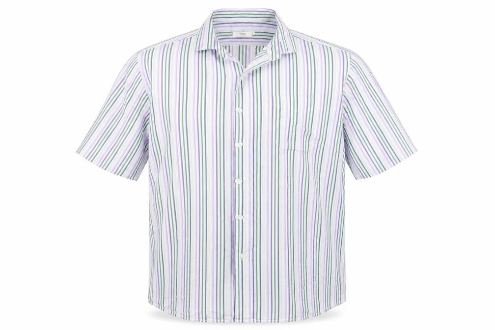 Cotton Traders Mens White Striped   Button-Up Size L