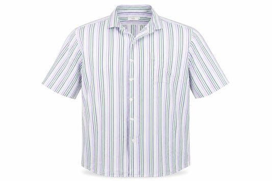 Cotton Traders Mens White Striped   Button-Up Size L